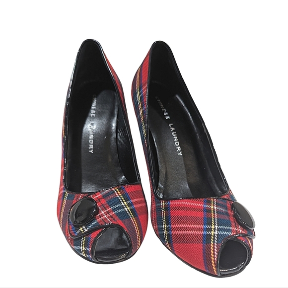 Vintage Plaid Heels 8.5 Holiday Christmas Shoes - Picture 5 of 6